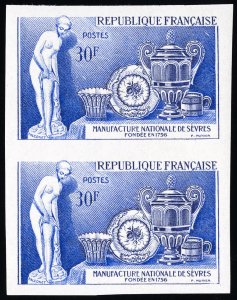 France Stamps # 820 MNH XF Imperforate Pair Proof Errors Scott Value $80.00