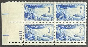 USA, 1956, SC# 1085, Plate Block, Unused, MNH, F-VF, Childrens Issue
