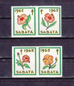 Sabah, 1965 Cinderella issue. Flowers as T-B Seals issue.