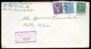 U.S. Scott 825, 810 Prexies and 905 on Registered 1945 Cover