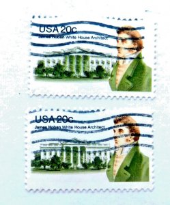 US #1936 James Horan 20c, Top stamp has smudged White House/Bushes, EFO, 1981