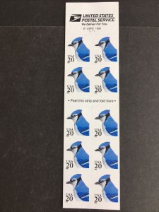 1996 Unfolded Booklet of 10 Blue Jay Self-adhesive Postcard Stamps Sc# 3048a