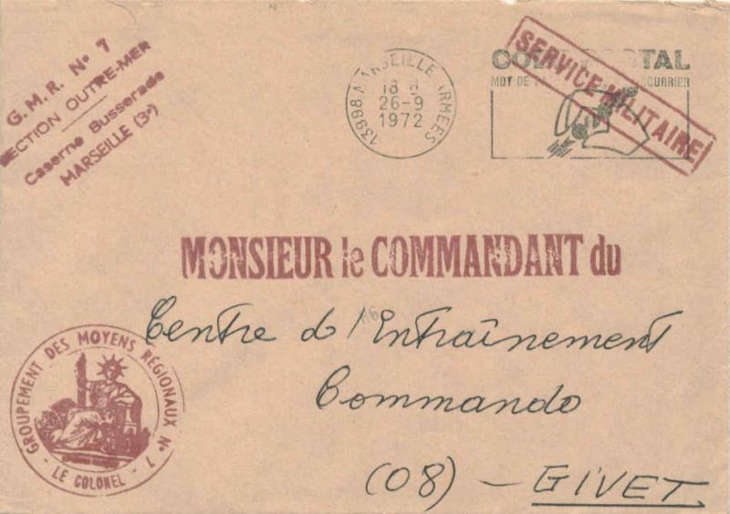 France Military Free Mail 1972 13998 Marseille Armees Code Postal Mot de Pass...