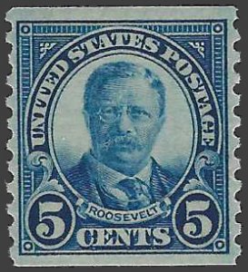 #602 5c Theodore Roosevelt Coil Single 1924 Mint LH