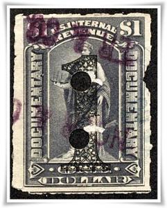 R190 $1.00 Surcharged Documentary Stamp (1902) Punched*