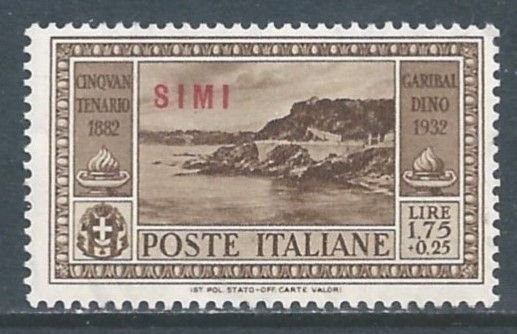 Italy-Simi #24 NH 1.75L+25c Rock of Quarto Issue Ovptd. Simi