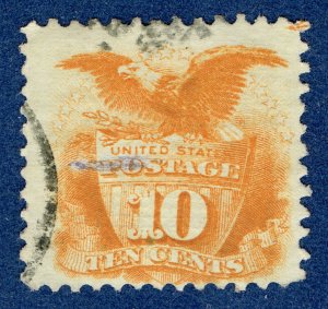 [0949] 1869 Scott#116 used 10¢ yellow cv:$110