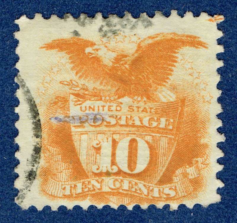 [0949] 1869 Scott#116 used 10¢ yellow cv:$110