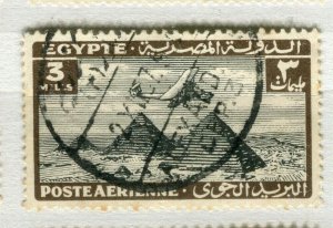 EGYPT; 1933 early AIRMAIL issue fine used 3m. value