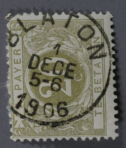 Belgium #J6 Used VG BLATON Cancel Date 1 DECE 5-6 1906 HRM Good Color