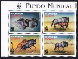 Mozambique WWF Blue Wildebeest block 2*2 WWF Logo 2000 MNH SC#1377 a-d