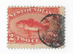Newfoundland Sc #48 2c  fish  used with fancy cancel