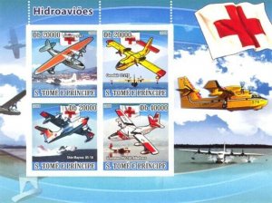 S. TOME & PRINCIPE 2008 - Rescue flying boats, Red Cross 4v