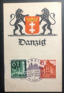 1939 Danzig Germany Souvenir Postcard Cover  The Leader And Liberator Cancel