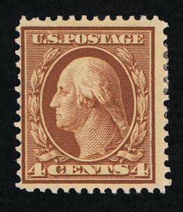 GENUINE SCOTT #334 MINT OG 1908 ORANGE BROWN PERF-12 DL-WATERMARK #6928