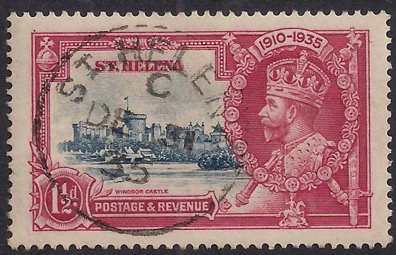 St Helena 1935 KGV 1 1/2d Silver Jubilee used Pmk 31/12/35 SG 124 ( C1257 )