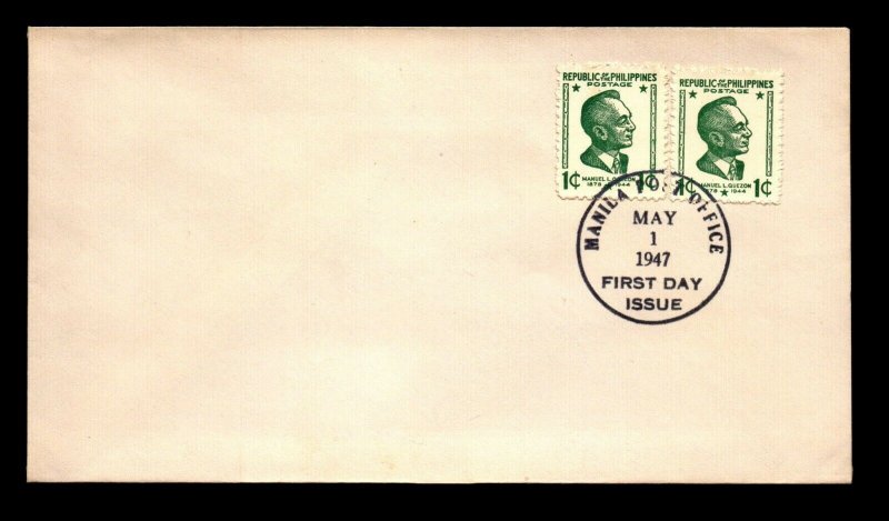 Philippines 1947 1c Quezon FDC - L22585