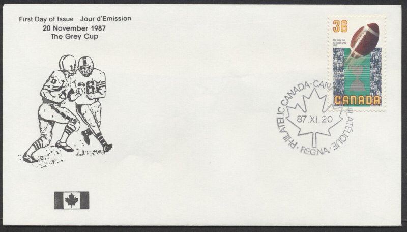 1987 #1154 Grey Cup FDC Ken Covers Cachet Regina