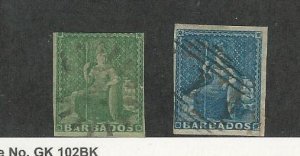 Barbados, Postage Stamp, #5-6 Used, 1855-1858, JFZ