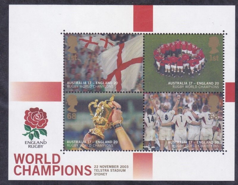 Great Britain 2171 MNH 2003 GB Winners Rugby World Cup Champs Souvenir Sheet