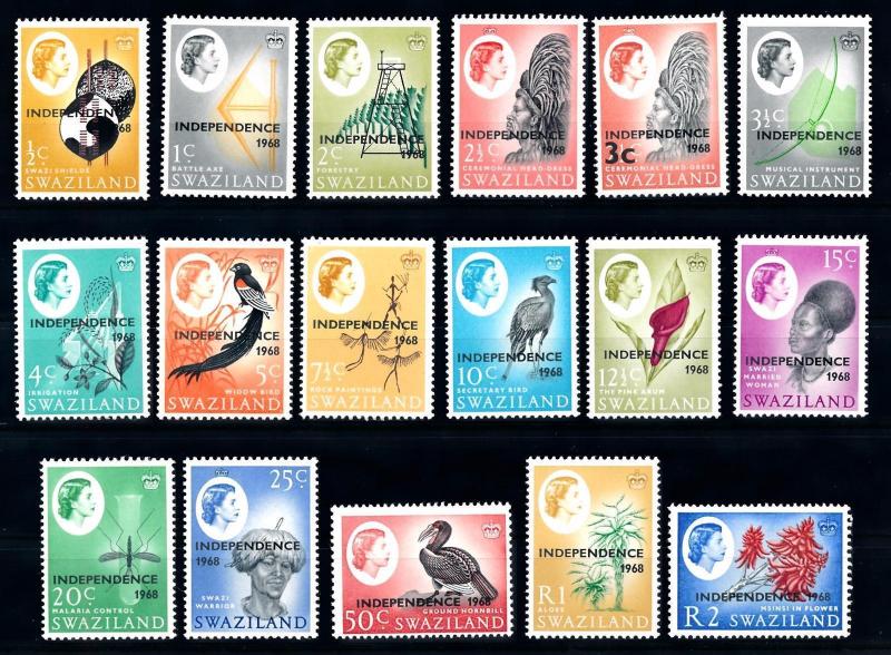 [66915] Swaziland 1968 Definitives Flora Flowers Birds OVP Independence MNH