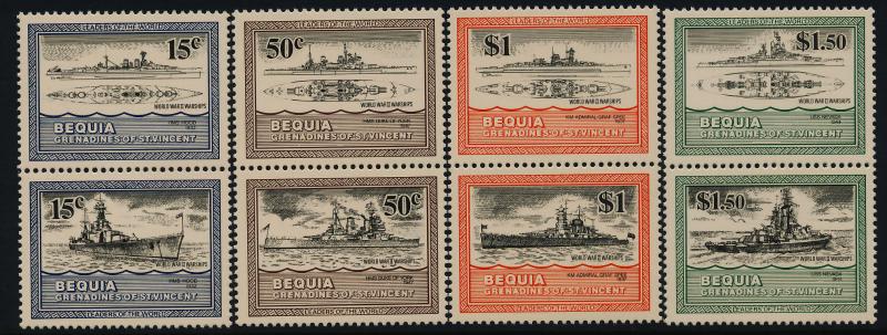 St Vincent Grenadines - Bequia 186-93 MNH WWI Warships