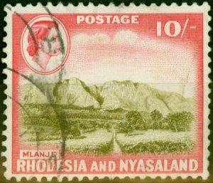 Rhodesia & Nyasaland 1959 10s Olive-Brown & Rose-Red SG30 Fine Used