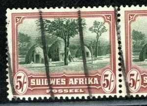 SOUTH WEST AFRICA Stamp SG.83 5s Pair (1931) HEREO HUTS Used Cat £35 CBLUE160