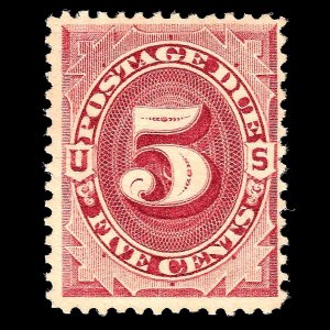 WCstamps: U.S. Scott #J18 / 5c Red Brown Postage Due, Fine, Mint OGph / CV $550