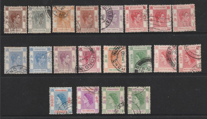 Hong Kong a selection of KGVI & QE2 used deffs