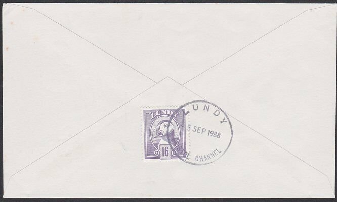 GB LUNDY 1988 cover - Puffin stamp - .......................................F851