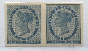 Prince Edward Island QV 1862 3d Imperf Pair on yellow paper mint no gum