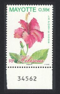 Mayotte Hibiscus 1v with Control Number SG#240