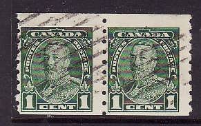 Canada-Sc#228-used 1c KGV Pictorial coil pair-Cdn1014-1935-