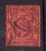 Hong Kong-Sc#89- id9-used 4c vio, red-KEVII-dated  1 N0 1906-