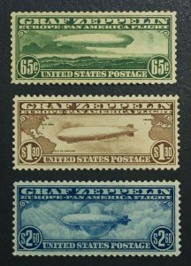 MOMEN: US STAMPS #C13-C15 GRAF ZEPPELIN SET MINT OG NH VF+ LOT #71853