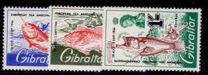 GIBRALTAR QEII SG190-192, 1966 European sea angling championship set, NH MINT.