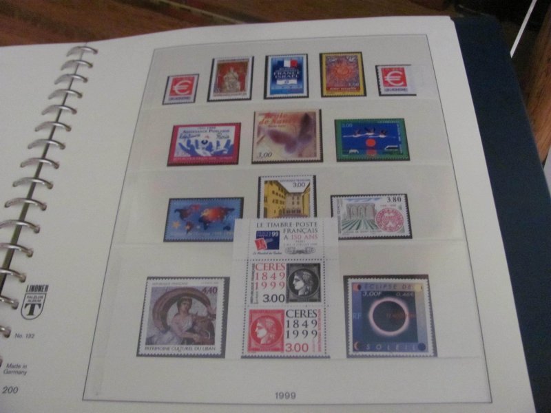 FRANCE MNH 1994-2000 LINDNER ALBUM COMPLETE W/SS &  BOOKLETS (95)