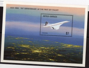 Thematic stamps ANTIGUA 1989 CONCORDE 1 MS ex MS1280 mint