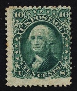 CERTIFIED US Stamp #89 10c Green Washington E Grill MINT NO GUM SCV $2000. APS