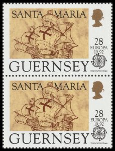 Guernsey 559 Christopher Columbus Pinta 28p vert pair MNH 1992