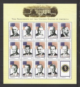 Liberia Mint Stamps Presidents of the United States Of America 1 Sheet Of Stamps