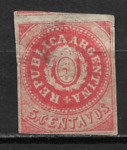 1862 Argentina Sc5 Seal of the Republic 5c space filler