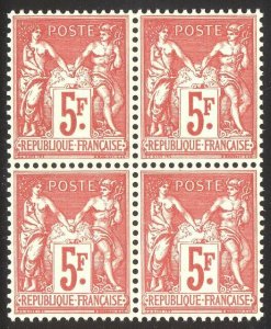 FRANCE #226b Mint NH BLOCK - 1925 5fr Carmine