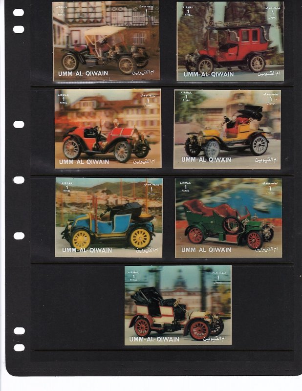 Antique 3 D cars.......mnh..7var  Umm Al Qiwain