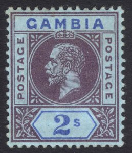 Gambia 1912 2s Pur&Blue onblue SPLIT A Scott 83var SG 99a MLH-SG Cat £650($825)