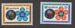 SCOTT  181-182   singles  MNH  UN NEW YORK  1968