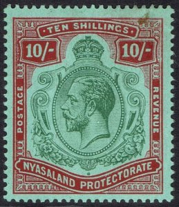 NYASALAND 1913 KGV 10/- WMK MULTI CROWN CA