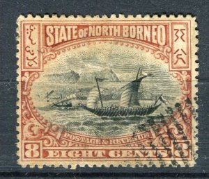 NORTH BORNEO; 1890s early classic Pictorial issue fine used 8c. value