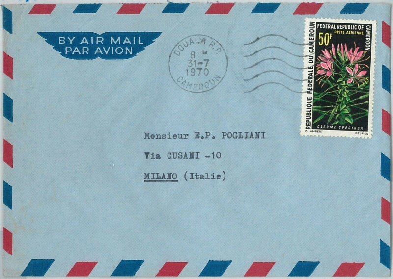 59366 - Cameroon CAMEROUN - POSTAL HISTORY:  COVER to ITALY 1970 -  Flowers